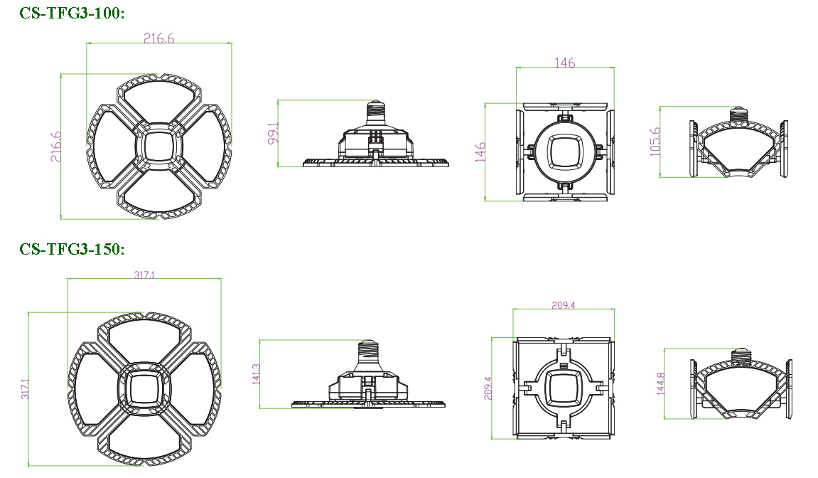 Foldable LED Garage Lights